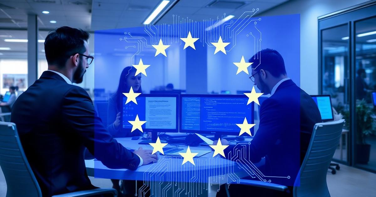 Equipo de gestión de siniestros revisando el Reglamento Europeo de IA